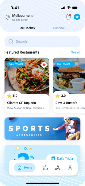 Gameday — Sports & Hospitality app screen