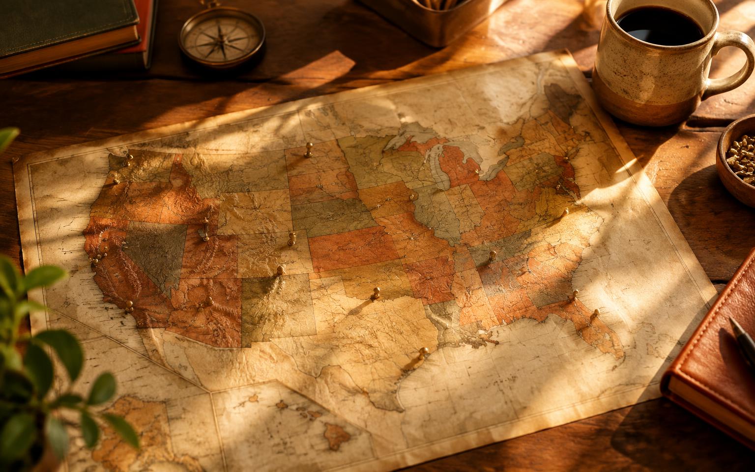Pinned map of the United States