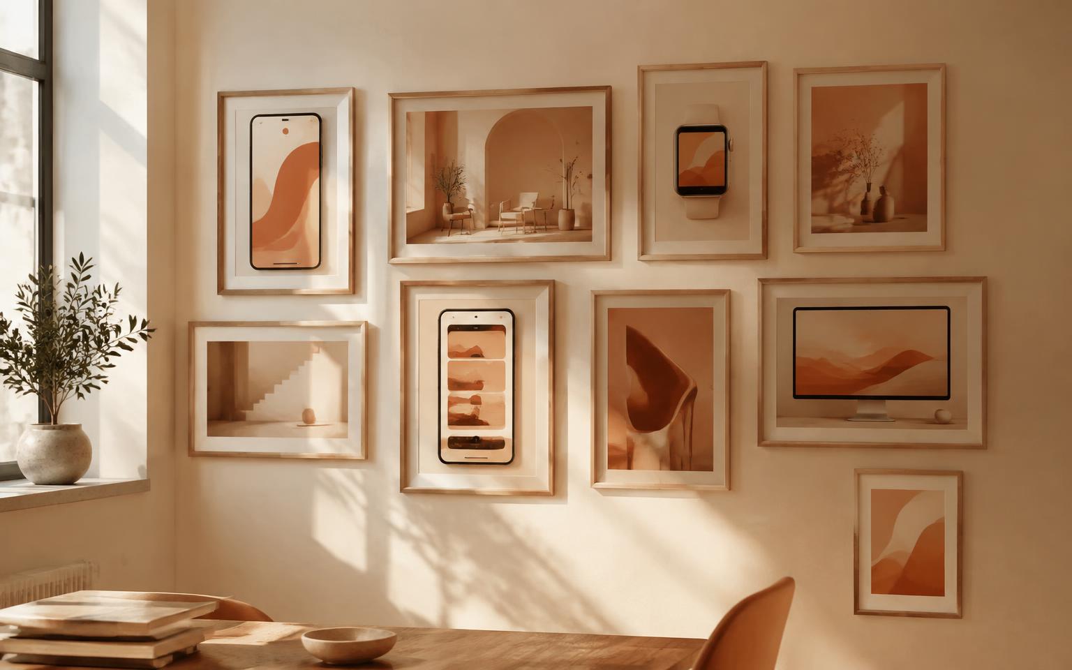 Gallery wall of product work